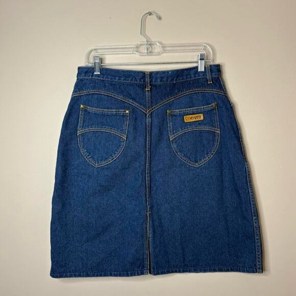 Vintage 90s Gitano blue denim mini skirt fitted grunge boho festival 10/12 - Picture 1 of 7